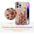 thumbnail image 2 of Case for iPhone 15 Pro, Colorful Retro Oil Painting Printed Flower Laser Glossy Pattern Cute Curly Waves Border Exquisite Phone Cover Stylish Durable TPU Protective Case for Girls Women -Beige, 2 of 18