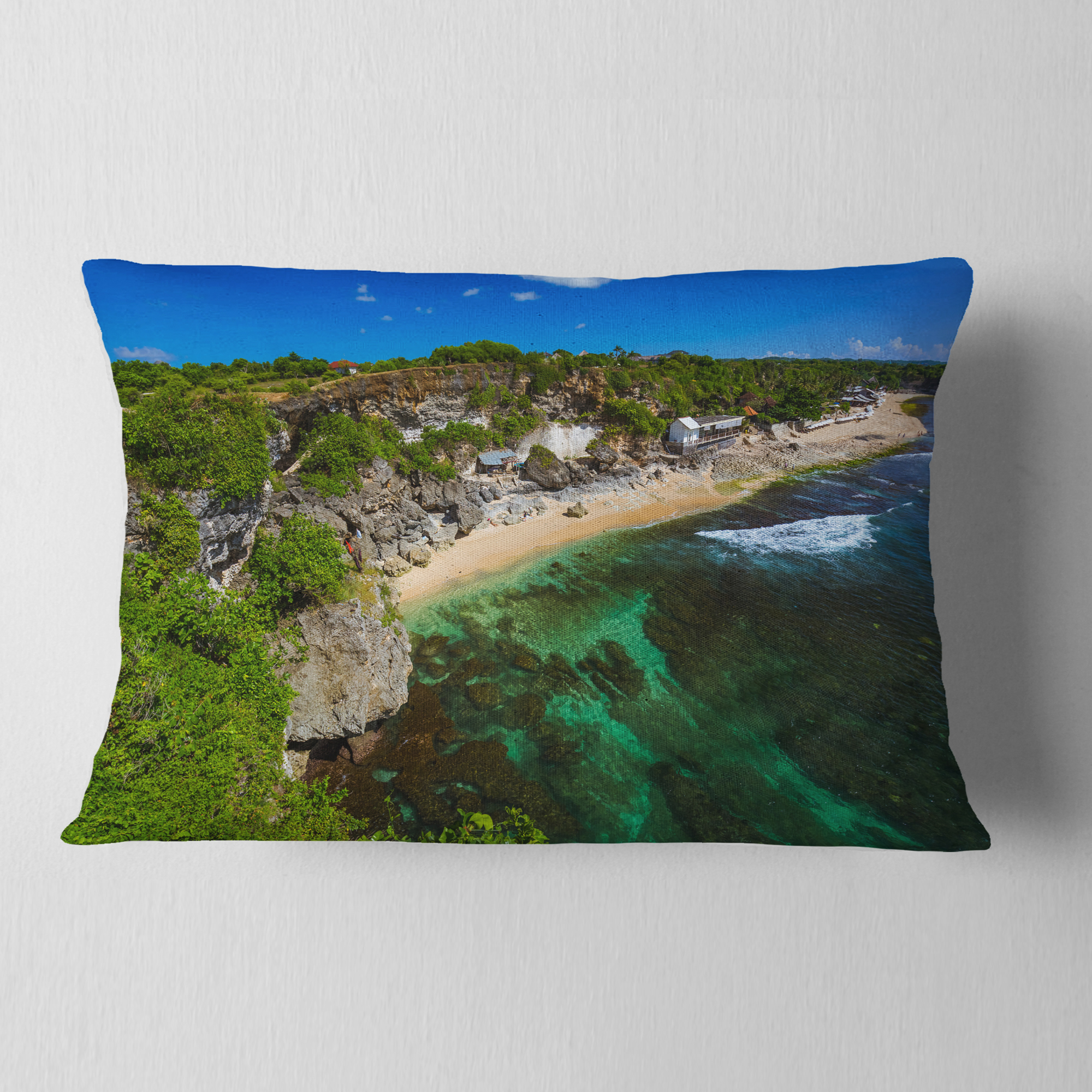 Designart Balangan Beach Bali Indonesia - Seascape Throw Pillow - 12x20
