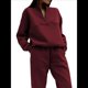 thumbnail image 3 of Conjunto Deportivo de 2 Piezas para Mujer: Sudadera de con Media Cremallera y Pantalón de Chándal Vino Tinto XL, 3 of 8