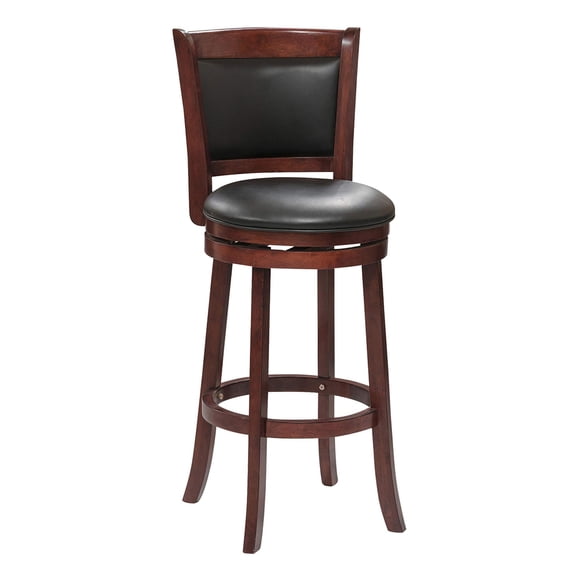 Pemberly Row Faux Leather Swivel Bar Stool in Dark Cherry
