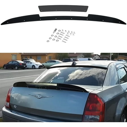 Rear WickerBill Spoiler for Chrysler 300 SRT 2005-2010, Add-on Type 2-Piece Rear Wicker Bill Spoiler Includes RivNut Tool