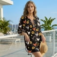 thumbnail image 3 of Xoenoiee Rooster Chicken Sunflower Print Swimsuit Coverup Women Bathing Suit Cover Up Beach Dress Shirt Casual V Neck Button Down Bikini Swimwear Coverups 2026, L, 3 of 7