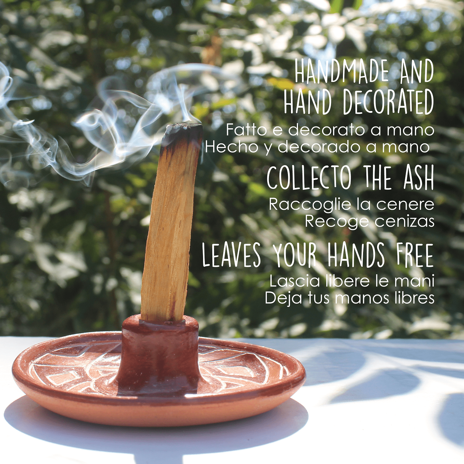PALOSANTO - Palo Santo Holder for Natural Incense Sticks - 1 Palo Santo Stick Included - Handmade in Ecuador