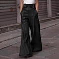 thumbnail image 3 of Women Wide-leg Pants Women's Wide-leg Flared Pants High Waist Elastic Streetwear Solid Color Trousers High-waisted Flared Pants, 3 of 8