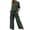 BUV47-Army Green, variant on Two Piece Sets For Women Cotten Linen Mock Neck Short Sleeve Shirts Wide Leg Pants Summer Beach Vacation Outfits Black M