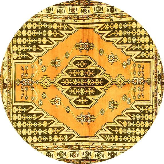 Ahgly Company Indoor Round Persian Yellow Traditional Area Rugs, 5' Round