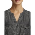 thumbnail image 3 of Time & Tru Women's Long Sleeve Utility Shirt Dress, 3 of 5