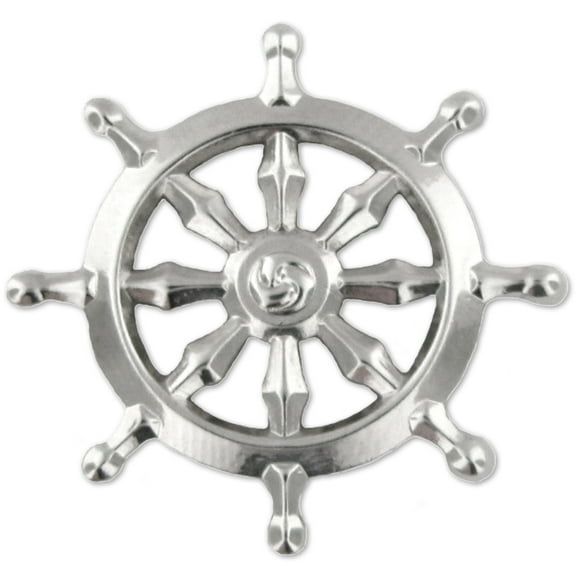 PinMart's Silver Buddhist Wheel Dharmachakra Lapel Pin