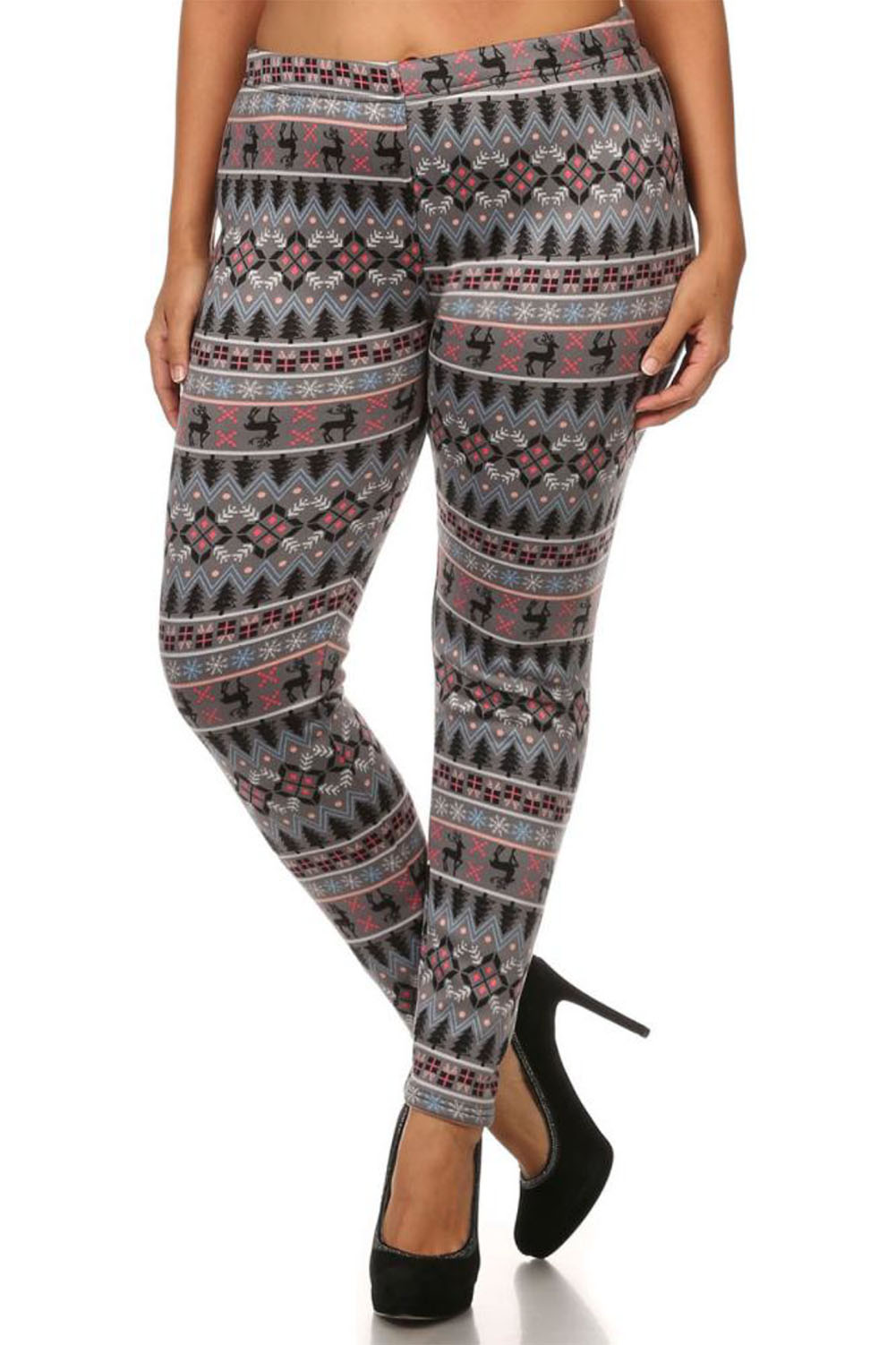Shosho ShoSho Women's Plus Size Festive Print Soft Faux Fur Lined Leggings