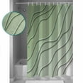 thumbnail image 3 of Shower Curtains Sets for Bathroom Decor Gradient Sage Green Ocean Wave LineWaterproof Bathroom Curtain with Hooks,Simple Stripedfor Bathroom Decor,60x72IN, 3 of 7