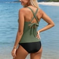 thumbnail image 5 of HUAXUN Womens Tankini Swimsuits,Sleeveless Deep V Neck Fashion Hollow Out Print Tie Side 2 Piece Tankini Swimsuit(Dark Green,XL), 5 of 6