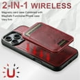 thumbnail image 5 of ELEHOLD for iPhone 16 Pro Leather Case Premium Leather Material with  Magnetic Detachable Card Holder Compatible with Mag Safe Charging Shockproof Slim Lightweight Case for iPhone 16 Pro ,Red, 5 of 7