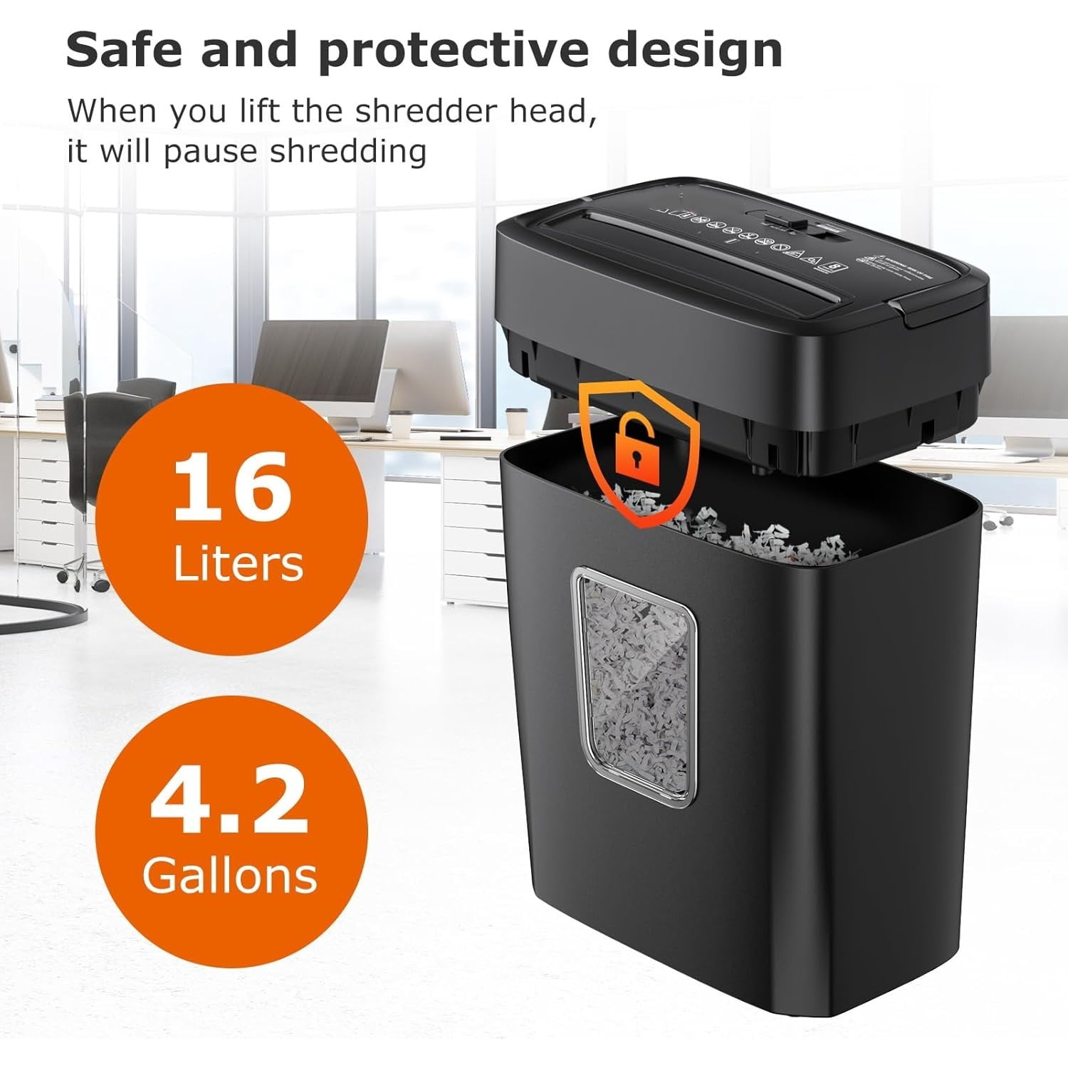 Paper Shredder, 8-Sheet Crosscut Shredder with 4.2 Gallon Bin Shred Credit Card/Mail/Staple/Clip for Home Office, P-4 Security Level