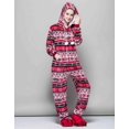 thumbnail image 2 of Conjunto de pijama de franela con estampado navideño para mujer, ropa de dormir cálida de manga larga, con capucha, disfraz de lana, 2 of 4