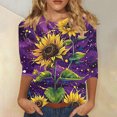 thumbnail image 2 of Tnhcen Women's Fall Vintage Print Crewneck 3/4 Sleeve Loose Fit T-Shirt - Plus Size Friendly Autumn Tops S-3XL, 2 of 5