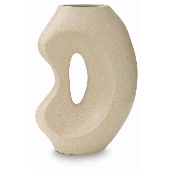Signature Design by Ashley Odion 15.63" Vase, Stone Beige Contemporary Decor