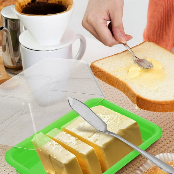 PAMINGONO  1 Set Rectangular Green Butter Storage Dish for Kitchen