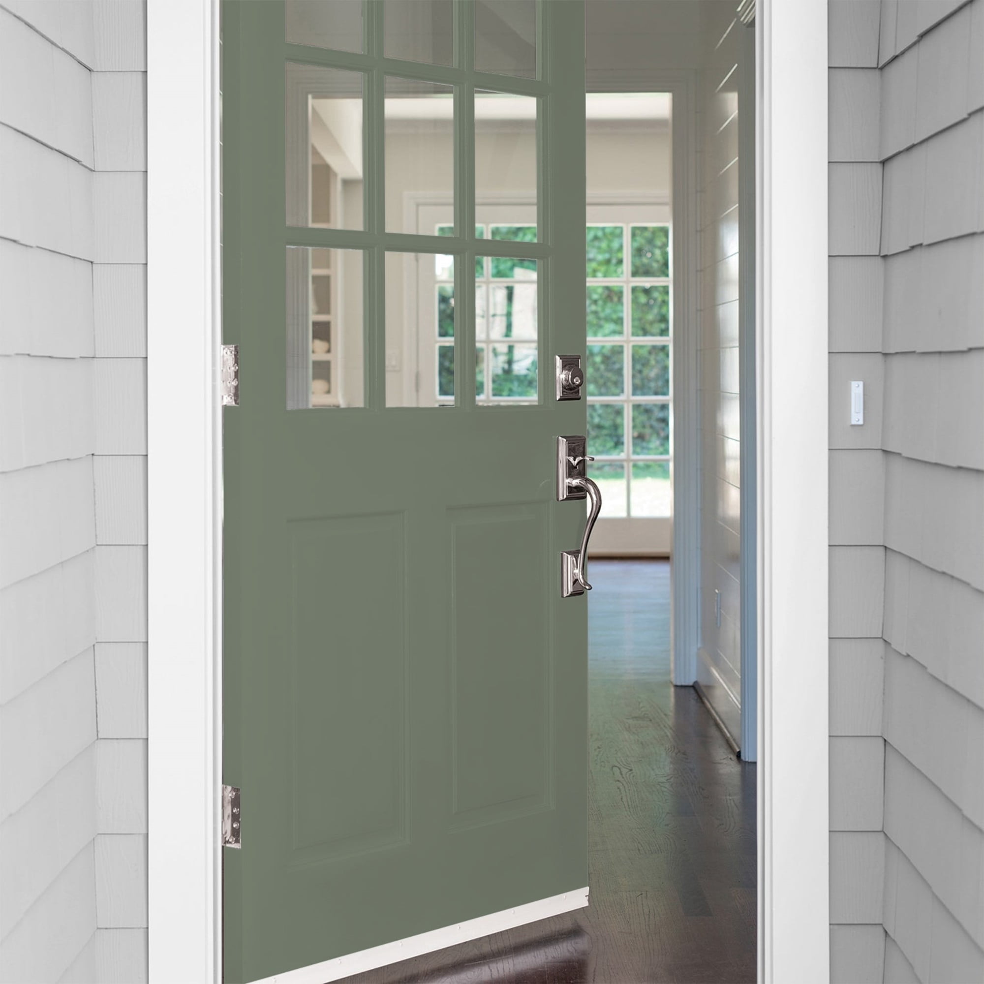 Glidden One Coat Thyme Green / Green Satin Exterior Paint with Primer, 1 Gallon