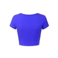 thumbnail image 4 of MixMatchy Women's Cotton Solid Scoop Neck Cap Sleeve Crop Top Shirt, 4 of 4