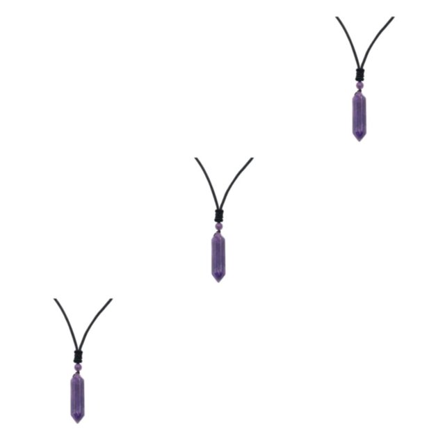 Xinxinyy Collier Ajustable 1/2/3/5 Cristal de Quartz Clair Équilibre et Renouvellement Améthyste Fait Main 3 Pcs