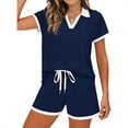 thumbnail image 4 of Plcasen Womens Lounge Sets Two Piece Sets Summer Polo Shirts and Drawstring Shorts Matching Clothing Vacation Outfits, 4 of 5
