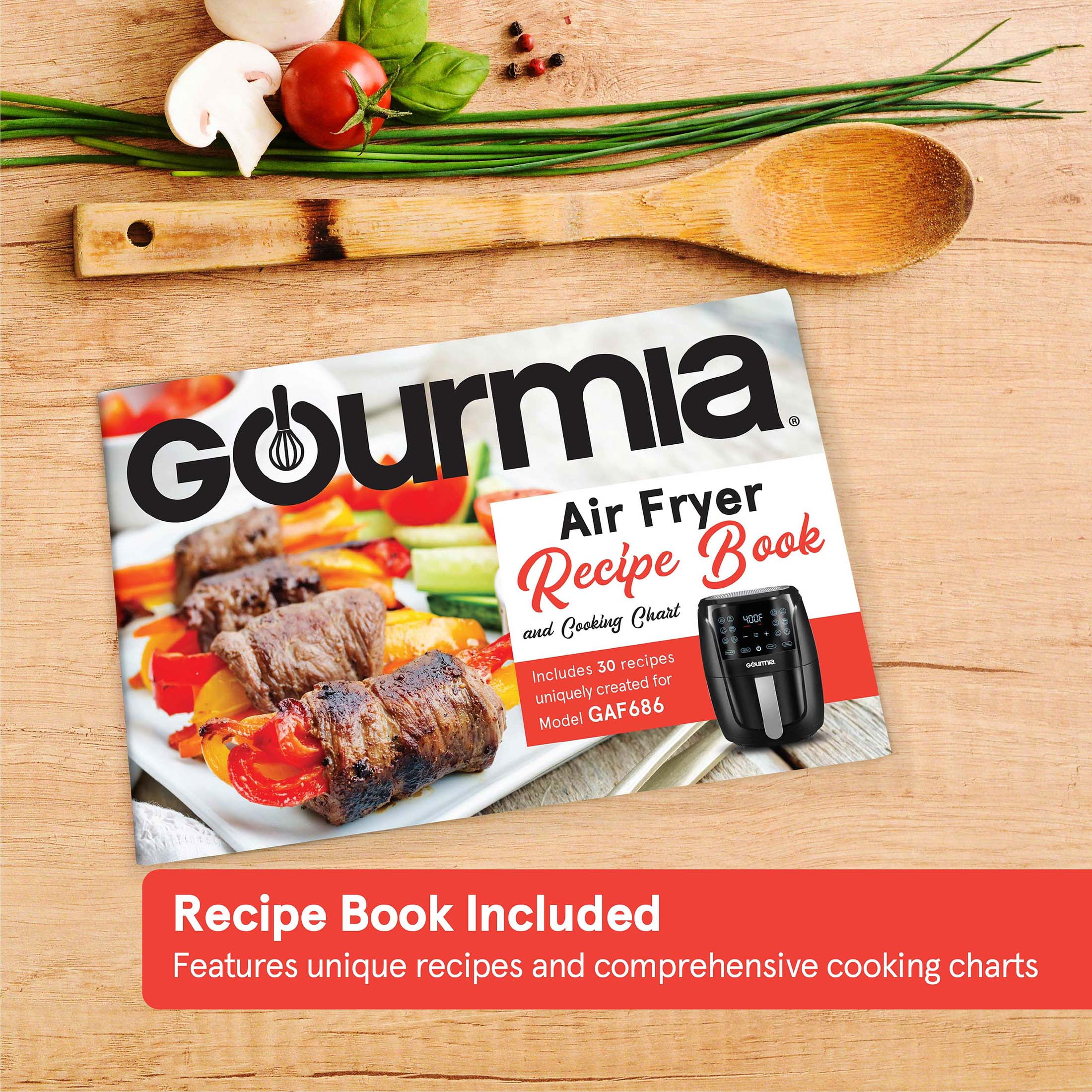 Gourmia 6-Qt Digital Air Fryer with Guided Cooking, Black GAF686, New, 13.2  H