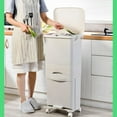 thumbnail image 6 of 42L Kitchen , Large Three-Layer Dual Trash and Recycling Bins, Vertical Dry and Wet Separation Waste Sorting Bins with Wheels for Kitchen, Bedroom, Livingroom, White (Without Bucket), 6 of 6