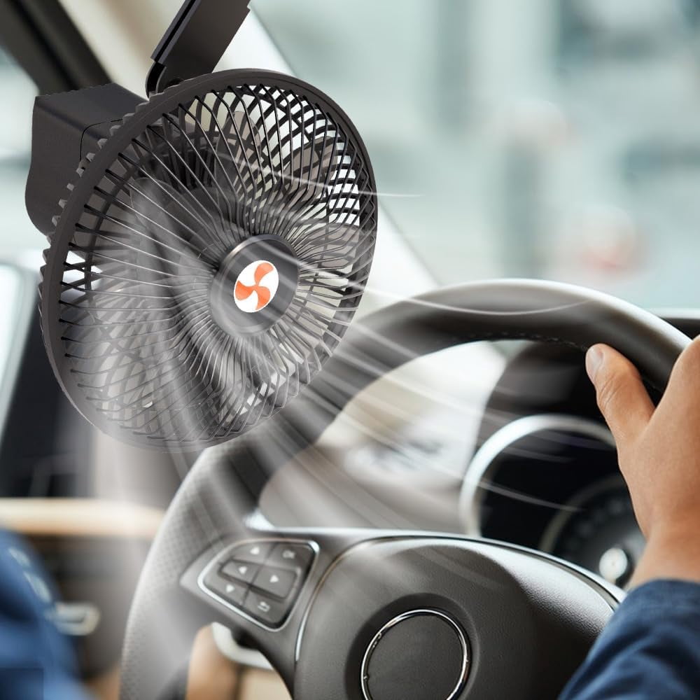 12 Volt Oscillating Fan, Portable Car Fan Wide-Bound Cooling Ventilation, Car DC Clip Fan, Truck, RV, Automotive 12v Fan