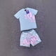 thumbnail image 3 of Y2k-Camiseta gótica de 2 piezas con letras de hip-hop para hombre, pantalones cortos de pierna ancha con cordón, traje de Universidad Americana, 3 of 5