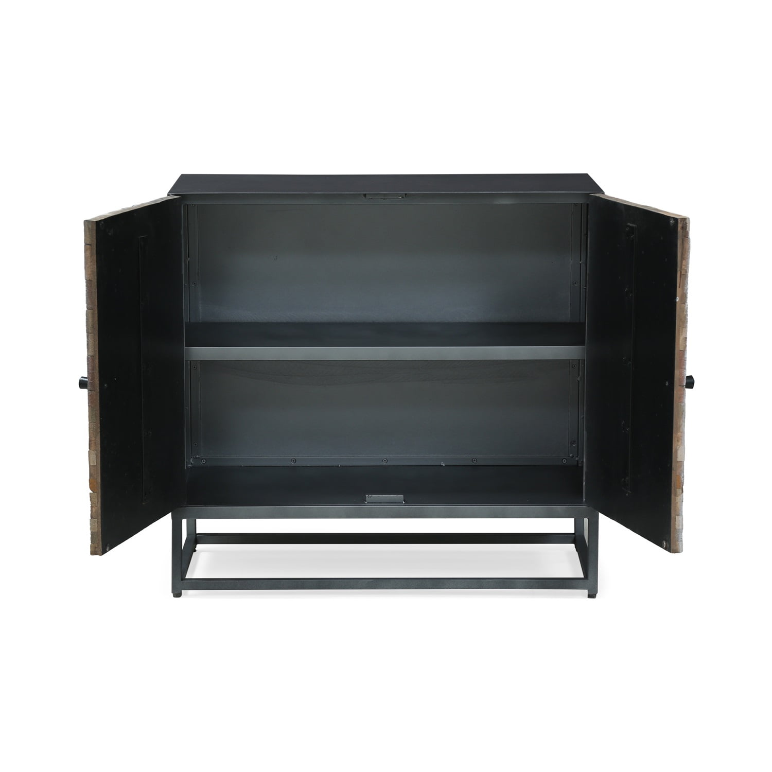 Kadyn Modern Door Cabinet, Industrial Storage Cabinet with 2 Doors, Floor Storage Cabinet for Living Room, Gray and Black
