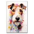 thumbnail image 2 of Wire Fox Terrier Dog Flower Canvas Painting Colorfull Canvas Art Prints Bathroom Artwork for Wall Living Room Bedroom Bathroom Wall Art Framed Art Wall Decor 1 inch, 2 of 5