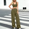 thumbnail image 6 of VBVC Women's 2 Piece Y2K Sleeveless Suit Sets,Button Down Crop Tank Top and Pleated Pants For Women,Ladies Party Streetwear Outfits with Pockets,Army Green,S-2XL, 6 of 8