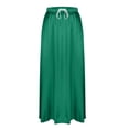 thumbnail image 4 of Bibifish Womens Maxi Skirts Solid Elastic Drawstring Waist Skirts Satin Flared Skirts Seaside Vacation Lightweight Loose Flowy Skirts, 4 of 5