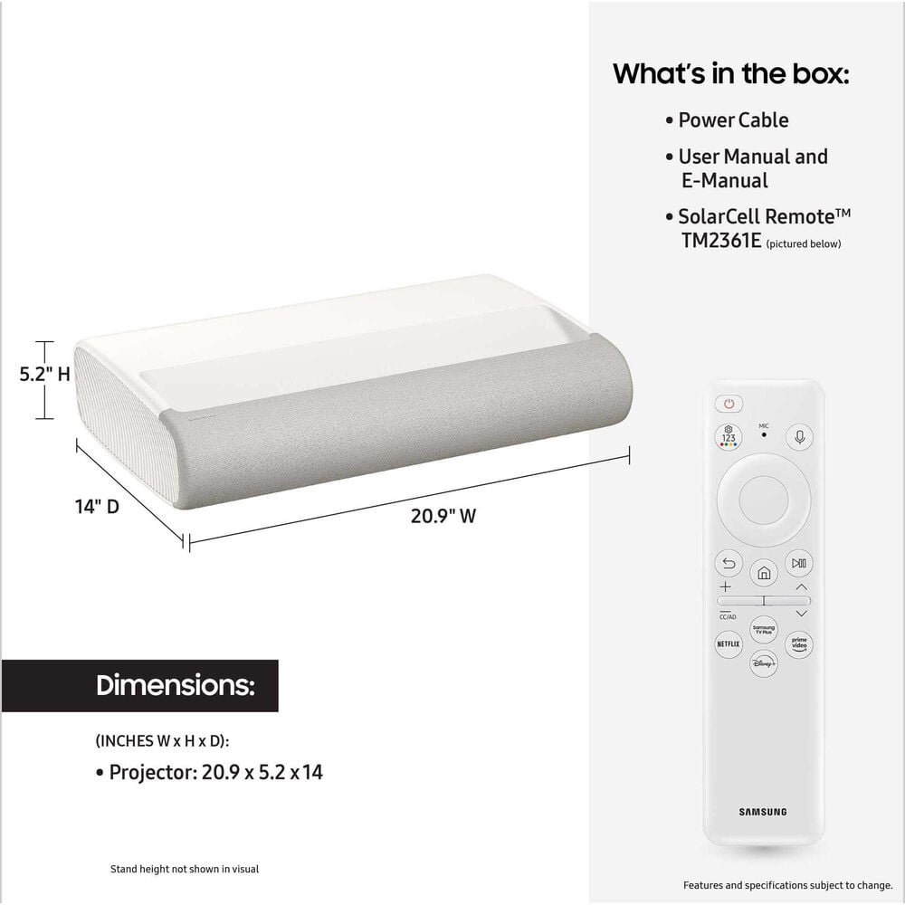 Samsung 120" LPU7D Series The Premiere Ultra Short Throw 4K AI Smart TV Laser Projector