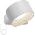 thumbnail image 1 of yusuiyi Lumières de Suède Lampes Murales Blanc Noir Texture Bois Rechargeable Télécommande Dimmable Rotation 360°, 1 of 10