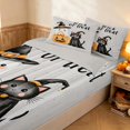 thumbnail image 2 of Erosebridal Kawaii Ghost Zipper Full Size Comforter Sets with Fitted Sheet and 2 Pillowcases, Halloween Black Cat Zipper Bedding Set for Boys Girls, White Orange Black, Gray Reversible, 2 of 7