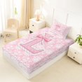 thumbnail image 4 of Manfei Pink Princess Letter L Bow Twin Sheet Sets, Boho Damask Flower Bedding for Girls Women, 3 Pieces, 4 of 5