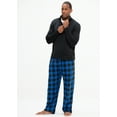 thumbnail image 6 of DevOps Buffalo Plaid Plush Fleece Pajama Pants Men's, Large, White/Blue, 6 of 7