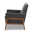 thumbnail image 3 of Baxton Studio Perris Mid-Century Modern Dark Grey Fabric Upholstered Walnut Wood Lounge Chair, 3 of 7