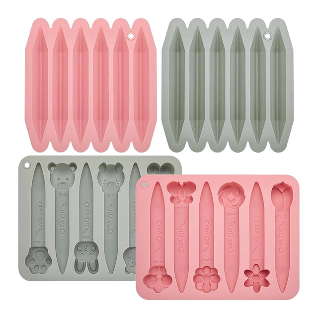 4 Pack Assorted Crayon Mold Cavities 3D Crayon Silicone Mold Triangle Crayon Mold Silicone Chocolate Making Mold