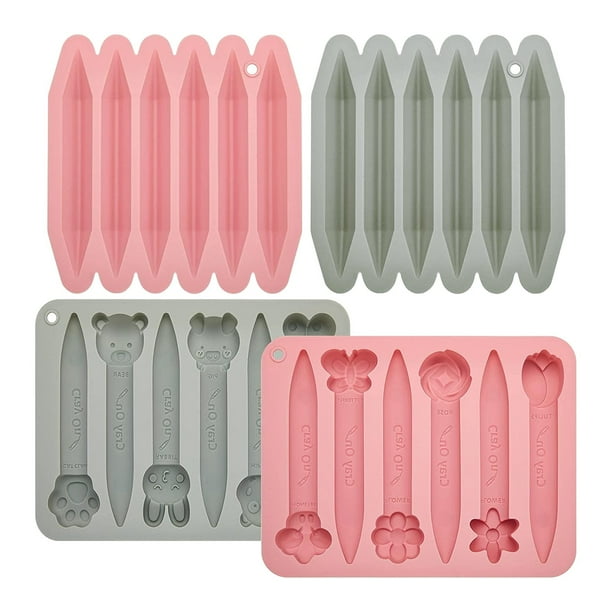 Paquete de 4 Cavidades de Molde de CrayóN Surtido, Molde de Silicona de CrayóN 3D, Molde de CrayóN Triangular, Molde de Silicona para Hacer Chocolate