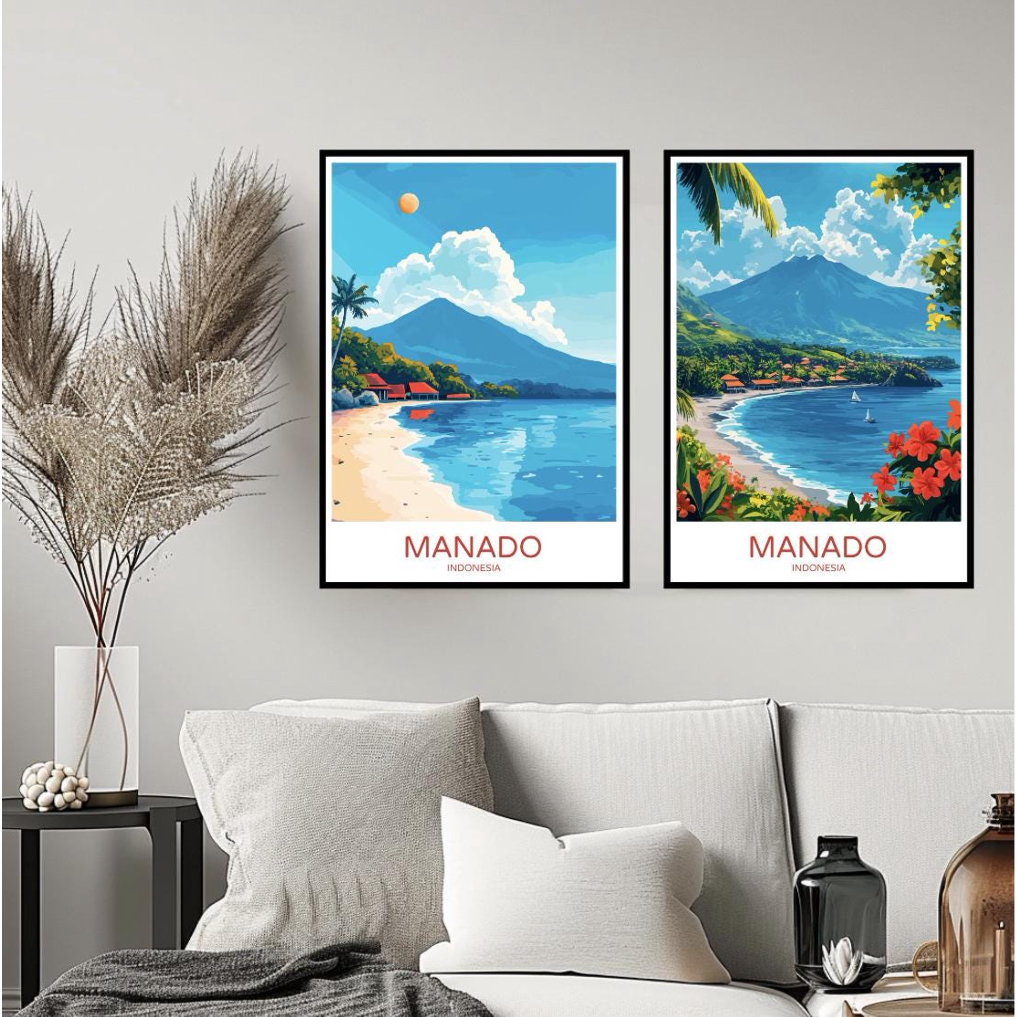 Manado Indonesia Travel Makassar Sulawesi Wall Room Poster, Set 2, Poster Only