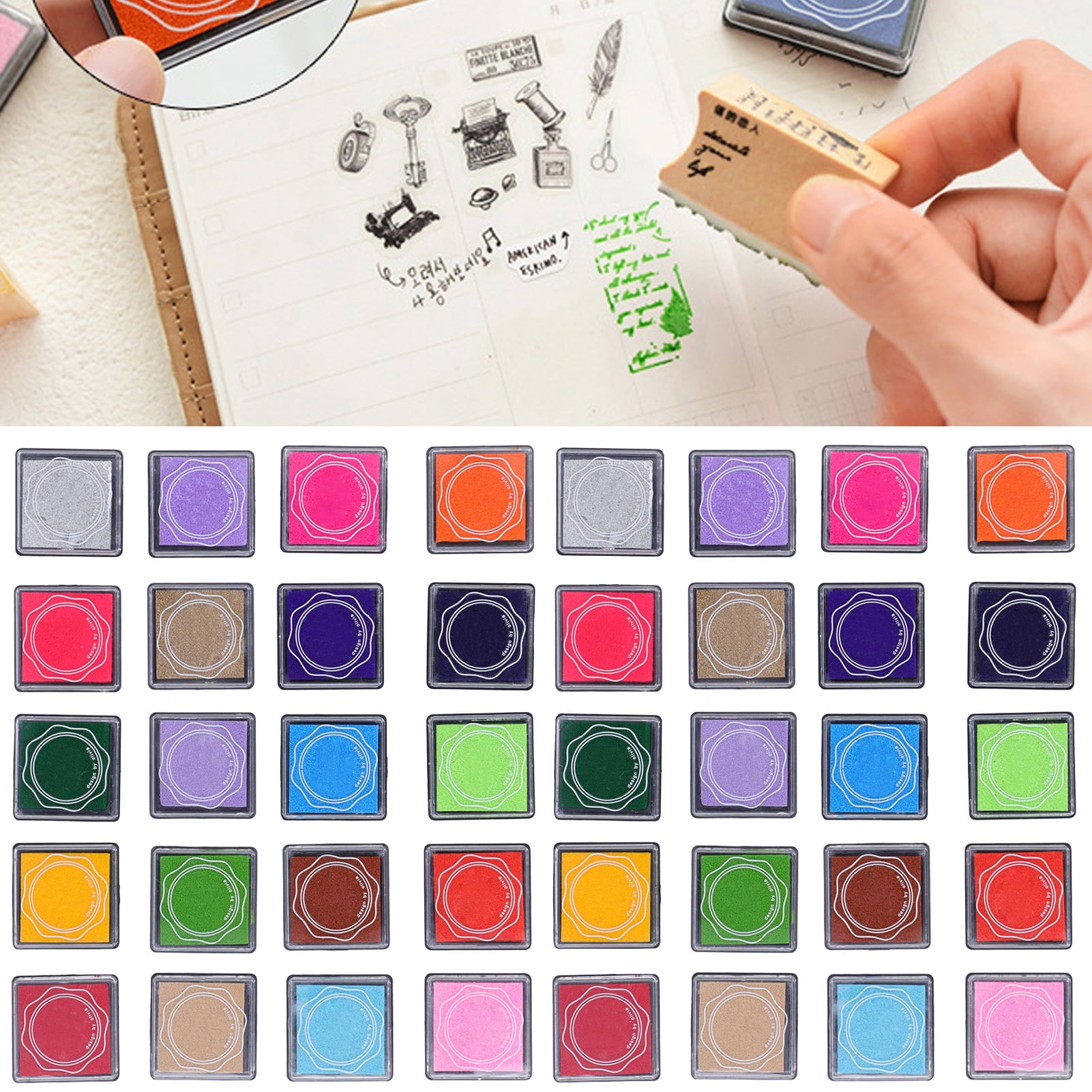 BOKYAN 2 Box Stamp Pad 40 Pcs 20 Colors Non-Toxic Washable Finger Ink Pads for Kids Arts Crafts HandMade DIY Card Making Scrapbooking Supplies (8.27 inches / 21 cm)