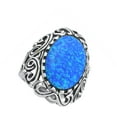 thumbnail image 4 of CHOOSE YOUR COLOR Ornate Vintage Gothic Filigree Swirl Ring .925 Sterling Silver Blue CZ Female Size 11, 4 of 4