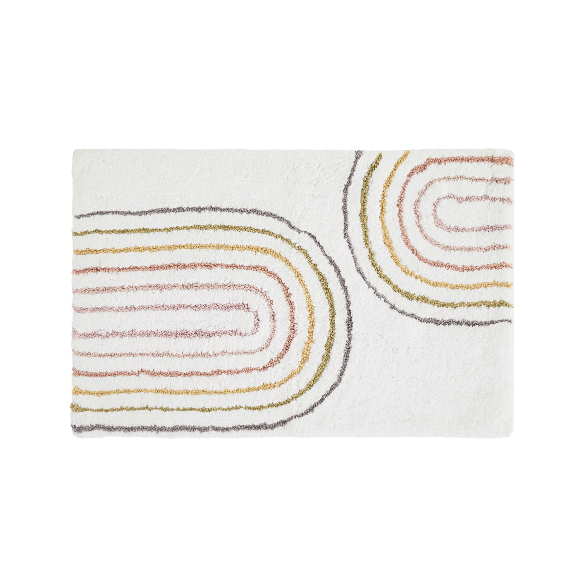 Noble Linens Modern Pattern Cotton Bath Mat, 34 in x 21 in, Rainbow White