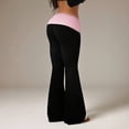 thumbnail image 4 of Flare Foldover Pants for Women Y2K Comfortable Low Rise Stretchy Yoga Pants Casual Streetwear Pants, 4 of 7