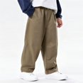 thumbnail image 4 of NAISIBABY Boys Cargo Pants Size 8, Elastic Waist Casual Baggy Straight Leg Kids Cotton Fashion Pants Khaki (3-15T), 4 of 7