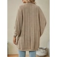 thumbnail image 2 of Womens Oversized Soft Knit Cardigan Sweater with Pockets Khaki L, 2 of 8
