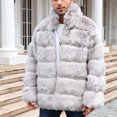 thumbnail image 2 of Penkiiy Men’s Faux Fur Short Coat Winter Leopard Warm Thicken Jacket Cardigan Fluffy Soft Plush Outerwear Overwear Faux Fur Coat Men Gray, 2 of 9