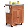 thumbnail image 1 of Giantex Modern Kitchen Island Utility Cart, Rolling Kitchen Island Storage Cupboard w/Stainless Steel Countertop, Towel Rack, Drawer, 2 Tiers Cabinet, Wheels, Perfect for kitchen and Dining Room, 1 of 10